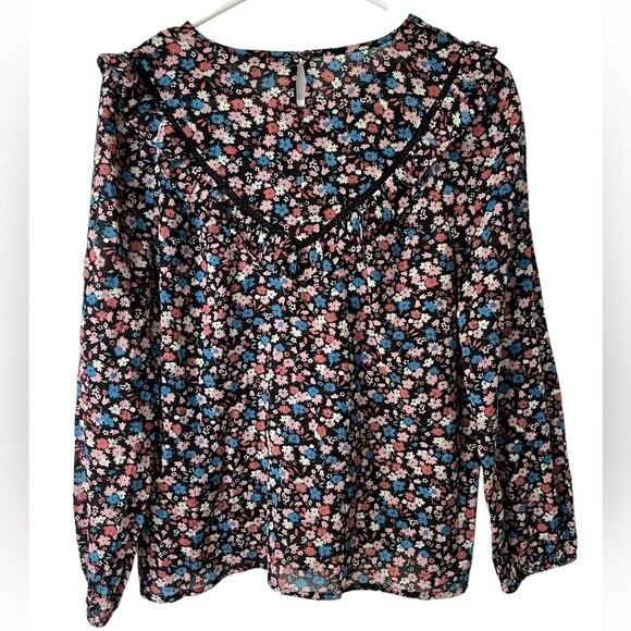 NWT Madewell Ruffle-Yoke Prairie Top in Spring Prairie Women's size Small - Picture 8 of 12